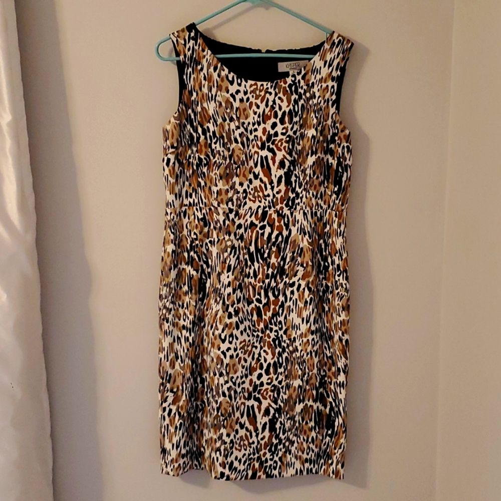 Kasper Animal Print Sleveless Sheath Dress Sz 8 NWOT